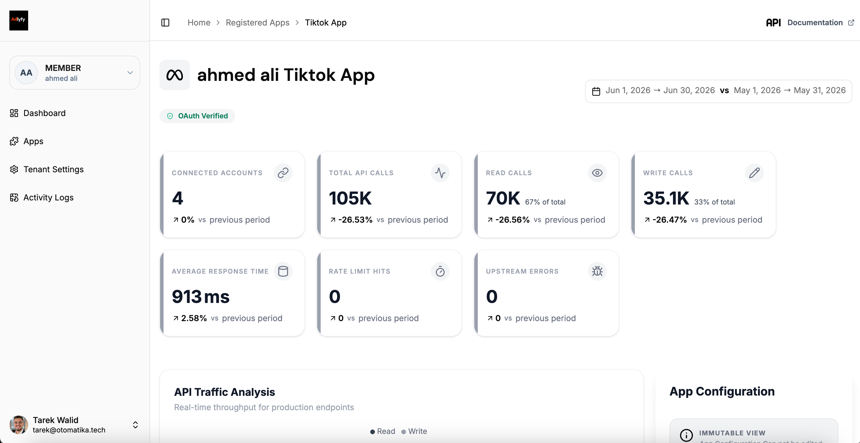 Managing app activity in the Adlyfy portal